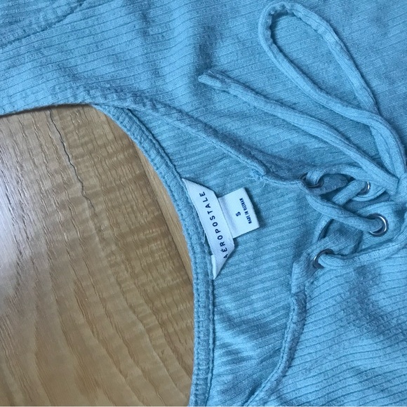 Aeropostale Light Blue Lace-Up Tank Top - Picture 2 of 2